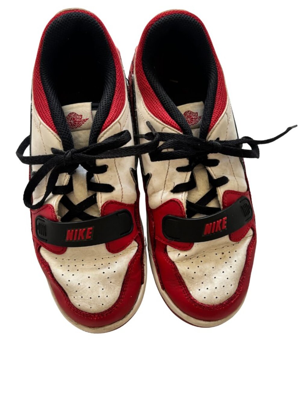 Nike Jordan Kids Size 3 Red White Black High Top Strap Sneakers
